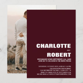 Modern burgunderbröllopsmottagning inbjudningar