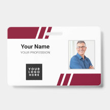 Modern Burgundisk Anpassad Anställd ID-bricka