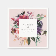 Modern burgundisk Blommigt  Rosa Bröllop Papper