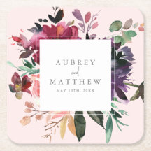 Modern burgundisk Blommigt  Rosa Bröllop