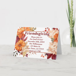 Modern Burgundisk Blomsterlig Vännersgiving Inbjud Helgkort