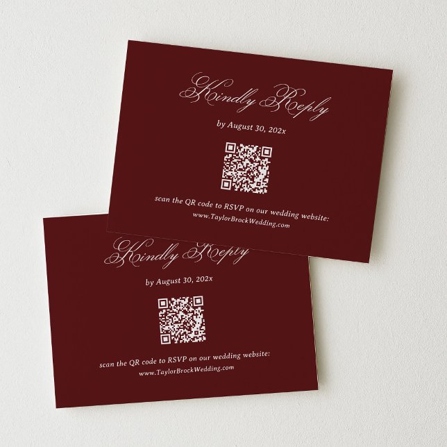 Modern Burgundisk Bröllops-Svar Qr-kod Tilläggskort (Skapare uppladdad)
