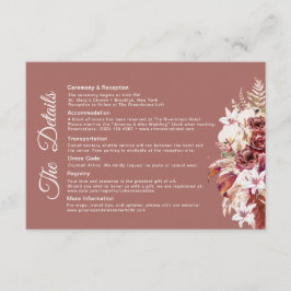 Modern Burgundisk QR-kod Bröllopsinformation Tilläggskort