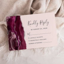 Modern Burgundisk Silver Agat Rosa Bröllop