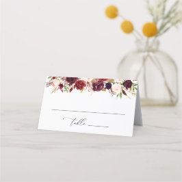 Modern Burgundy And Blush Floral Placeringskort