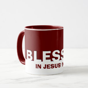 Modern Burgundy BLESSED i Jesus Namn Mugg