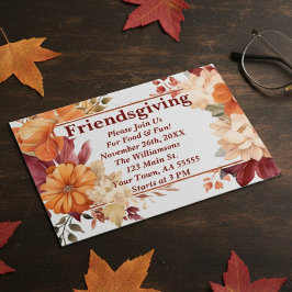 Modern Burgundy Blommigt Friendsgiving-inbjudan Julkort
