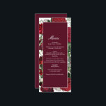 Modern Burgundy Blommigt Watercolor Elegant bröllo Meny<br><div class="desc">En modern burgundisk och vit blommigt bröllop-design med vattenfärgade blommor. Den här contemporaryns moderna bröllop-design är perfekt för alla säsonger, Vår, Sommar, Fall, Vinter. En elegant, burgundi och vit ros och deras miljövänliga vattenfärgsillustration. En klassisk burgundisk blommigt med bröllop-menykortsdesign och modern elegant inslag. Det finns också möjlighet att matcha bröllopsinbjudningar...</div>