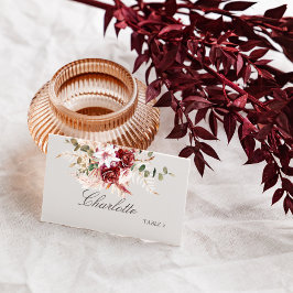 Modern Burgundy Boho Flat Wedding Place Card  Placeringskort