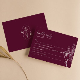 Modern Burgundy Boho Wedding Simple Elegant OSA Kort