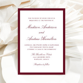 Modern Burgundy Border Wedding Inbjudningar