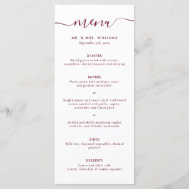 Modern Burgundy Bröllop Menu Meny
