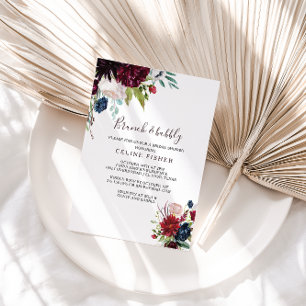 Modern burgundy Brunch & Bubly-Möhippa Inbjudningar