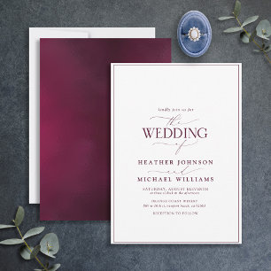 Modern Burgundy Calligraphy Bröllop Inbjudningar