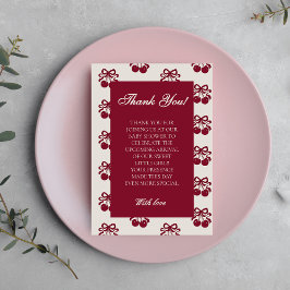 Modern Burgundy Cherry Baby Shower Tack Kort