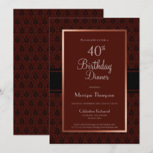 Modern burgundy Copper 40:e födelsedag Party