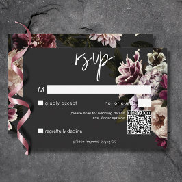 Modern Burgundy Cream Peonies Blommigt Black QR OSA Kort