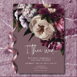Modern Burgundy & Cream Peonies Blommigt Bröllop Inbjudningar