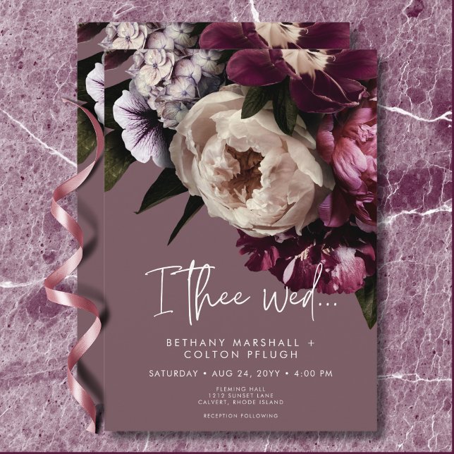 Modern Burgundy & Cream Peonies Blommigt Bröllop Inbjudningar (Modern Burgundy & Cream Peonies Floral Wedding Invitation)