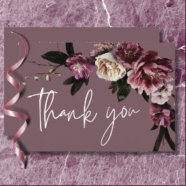 Modern Burgundy & Cream Peonies Blommigt Bröllop Tack Kort
