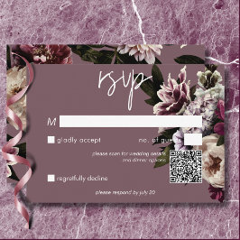 Modern Burgundy & Cream Peonies Blommigt QR-kod OSA Kort