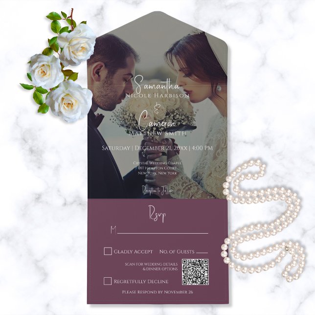 Modern Burgundy-Elegant - fotoQR-kod (Skapare uppladdad)