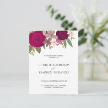 Modern Burgundy Garden Flowers Bröllop