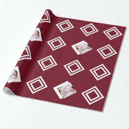Modern burgundy Geometric Photo Skriv ut jul Presentpapper