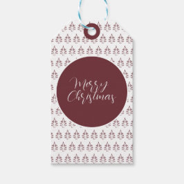 Modern Burgundy God jul Träd Presentetikett