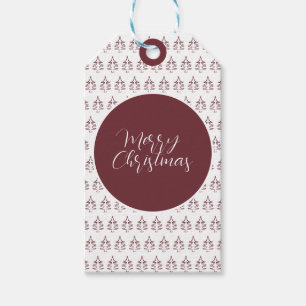 Modern Burgundy God jul Träd Presentetikett