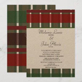 Modern Burgundy Grönt White Kraft Bröllop Inbjudningar