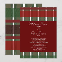 Modern Burgundy Grönt White Stripe Bröllop Inbjudningar