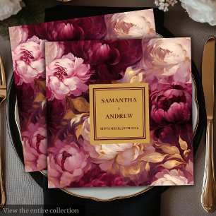 Modern Burgundy Guld Boho Bröllop Napkins Pappersservett