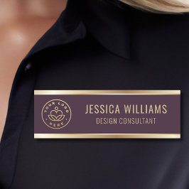 Modern Burgundy Guld Business Logotyp Namnbricka