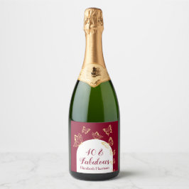 Modern burgundy Guld Butterflies Fabulous Birthday