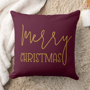 Modern Burgundy Guld-minimalistisk God jul Kudde