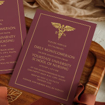 Modern Burgundy Guld Nursing School RN Studenten