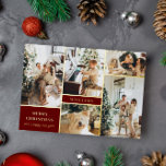 Modern Burgundy Guld Photo Collage God jul<br><div class="desc">Modern mörk röd och guld julkort personlig med en fotokollage av din familj. God jul i elegant brev. Din familj namn omringades av foton. Guldfolie på en burgundisk bakgrund.</div>