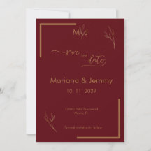 Modern Burgundy Guldblad Monogram Stil