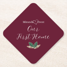 Modern Burgundy Houseuppvärmning Party Underlägg