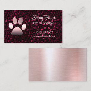 Modern Burgundy Leopard Skriv ut Tass Pet Grooming Visitkort