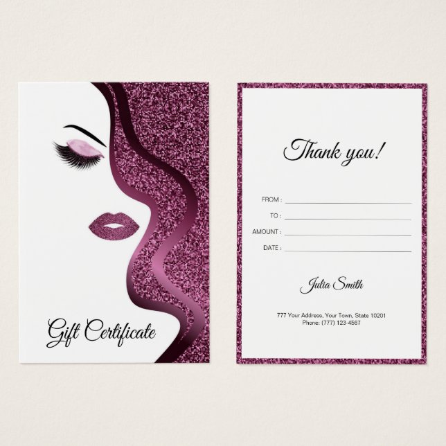 Modern Burgundy med Glitter-effekt Visitkort (Framsida & baksida)