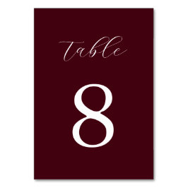 Modern Burgundy Minimalist Wedding Bordsnummer