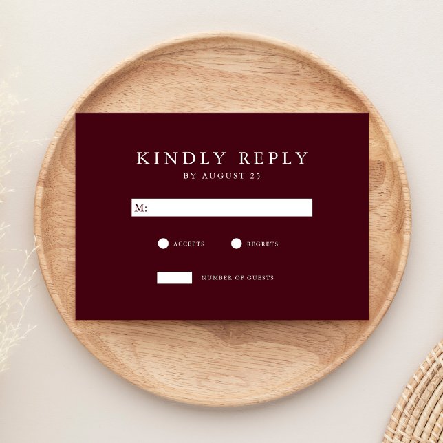 Modern Burgundy Minimalist Wedding OSA Kort (Skapare uppladdad)