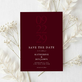 Modern Burgundy Minimalist Wedding Save The Date Spara Datumet
