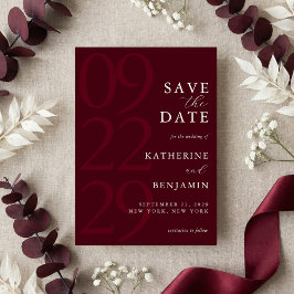 Modern Burgundy Minimalist Wedding Spara Datumet