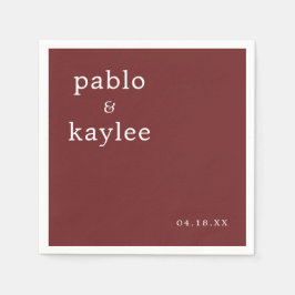 Modern Burgundy-minimalistisk Bröllop Pappersservett