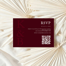 Modern Burgundy Monogram Minimalist Wedding OSA Kort