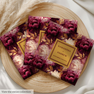 Modern burgundy Napkins Guld Bröllop Trasa Pappersservett