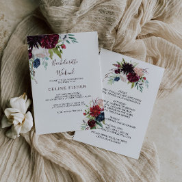 Modern Burgundy Navy Blommigt Bachelorette Helg Inbjudningar